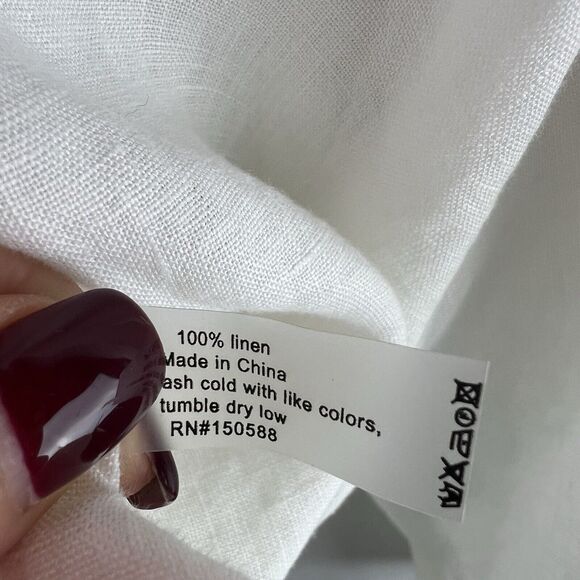 Sundays by We Are Sundays Linen Top Ivory Size M “ Fisher Shirt” 3/4 Sleeve New - Picture 5 of 7